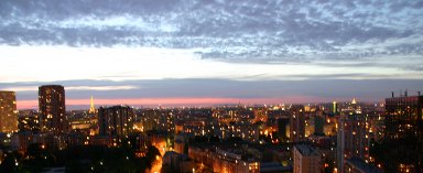 Paris skyline at dusk